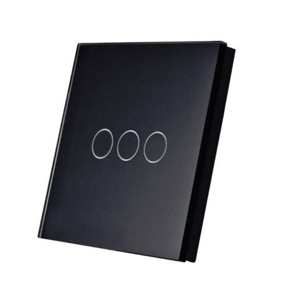SmartWise wandschakelaar glas touch frontpaneel, 3-knops