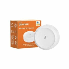 SONOFF AirGuard TH Pressure temperatuur-, vocht- en luchtdruksensor, witte compacte behuizing