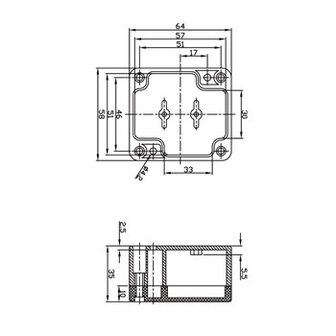 ABS behuizing 64 x 58 x 35 mm, G302