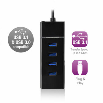 ACT 4 Poorts USB 3.0 Hub