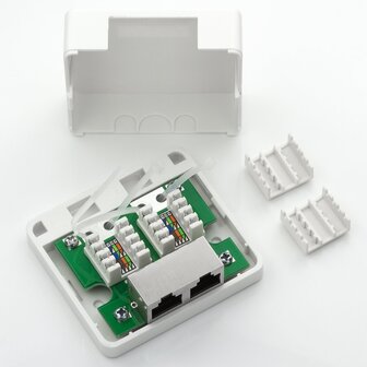 Datawandcontactdoos CAT6 opbouw 2-Voudig