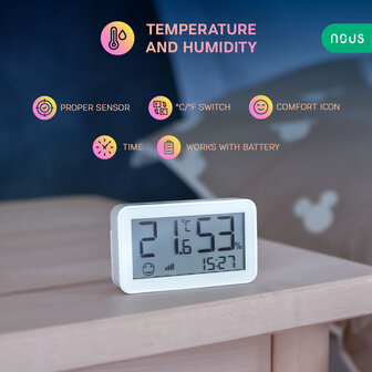 Nous E6 Temperatuur en Luchtvochtigheidssensor met LCD Display