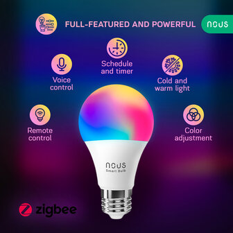 Nous E27 Smart Bulb RGBW Zigbee 2-pack