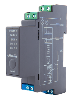 Shelly PRO 2 DIN-Rail schakelaar