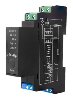 Shelly PRO 2PM DIN-Rail schakelaar