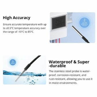 Sonoff WTS01 waterdichte Temperatuur en Luchtvochtigheidssensor (met RJ9 connector)