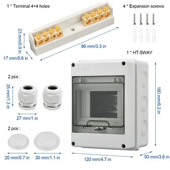 Opbouwzekeringkast voor 5 modules IP65