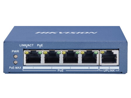 Hikvision DS-3E1505P-EI Gigabitswitch 4x PoE+ + 1 uplink Gigabit 60W