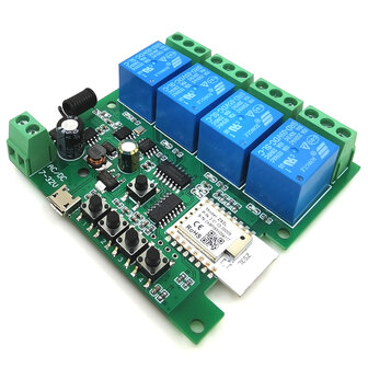 SmartWise 5V-32V 4-voudige slimme relaisschakelaar, met potentiaalvrije uitgang, Zigbee + RF