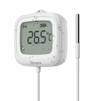 Sonoff IP65 Zigbee Temperatuur en Luchtvochtigheidssensor met display (sondeversie)