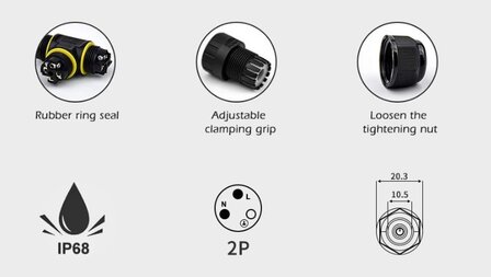 I-vormige IP68-draadconnector voor buiten