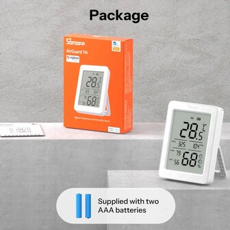 Sonoff AirGuard TH - 3.6&rdquo; LCD Zigbee temperatuur- en vochtigheidssensor