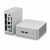 Achterzijde van de mini-pc met netwerkpoort, HDMI en USB-aansluitingen