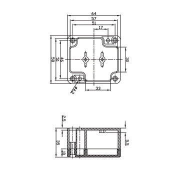 ABS behuizing 64 x 58 x 35 mm, G302