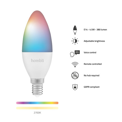 Hombli Slimme RGBW-lamp (E14 4.5W wifi)