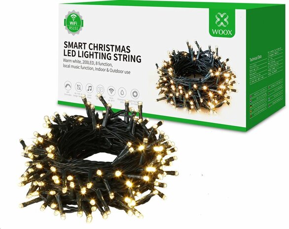 WOOX R5151 slimme kerstverlichting 20 m. Ledsnoer wifi