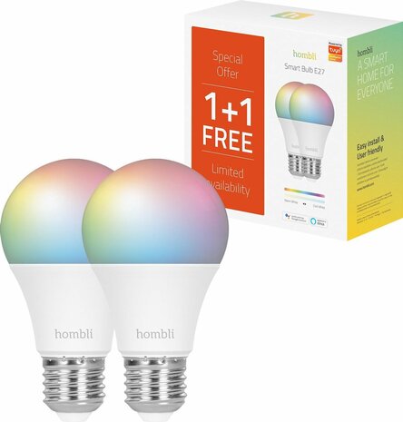 Hombli Slimme lamp RGB + CCT (E27 9W wifi) 2-pack