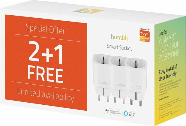 Hombli Slimme Stekker wifi met stroommeting 3-pack