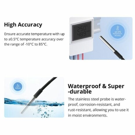 Sonoff WTS01 waterdichte Temperatuur en Luchtvochtigheidssensor (met RJ9 connector)