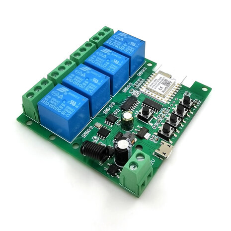 SmartWise 5V-32V 4-voudige slimme relaisschakelaar, met potentiaalvrije uitgang, Zigbee + RF