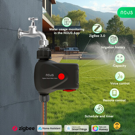 Nous slimme water-afsluitkraan Zigbee