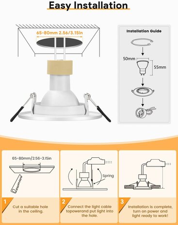 Inbouw LED-spot GU10 kantelbaar Wit