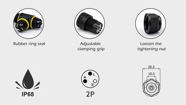 I-vormige IP68-draadconnector voor buiten