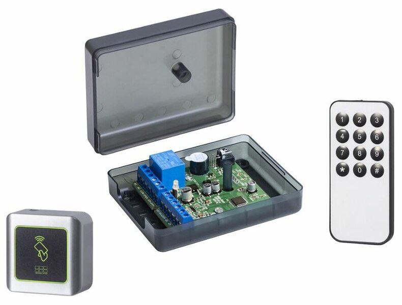 Flexess paslezer Pebble, controller en afstandsbediening, toegangscontroleset met kabels