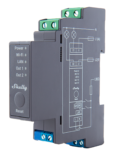Shelly PRO 2 DIN-Rail schakelaar