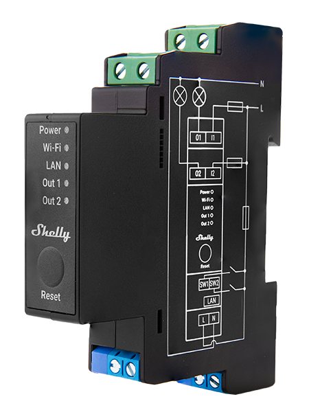 Shelly PRO 2PM DIN-Rail schakelaar