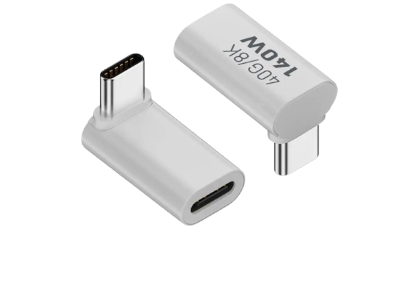 USB-C haaks verloop, zwarte 90-graden adapter