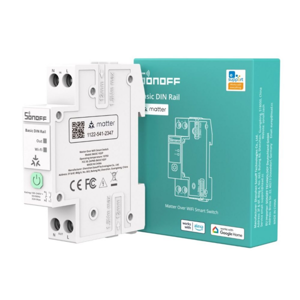 SONOFF Basic DIN Rail 32A &ndash; DIN-rail Relais met Energiemeting, Matter &amp; Wi-Fi hashop.nl