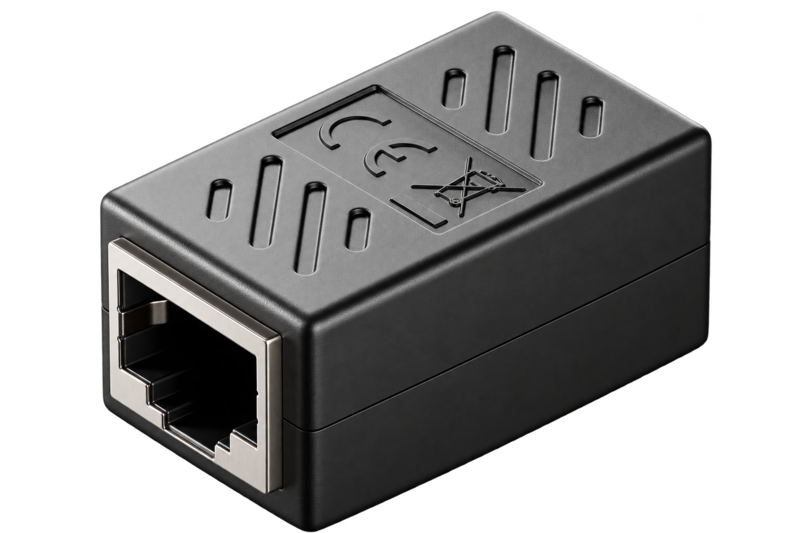 CAT6 Koppelstuk 2x RJ45, compacte netwerkadapter met twee vrouwelijke RJ45-poorten