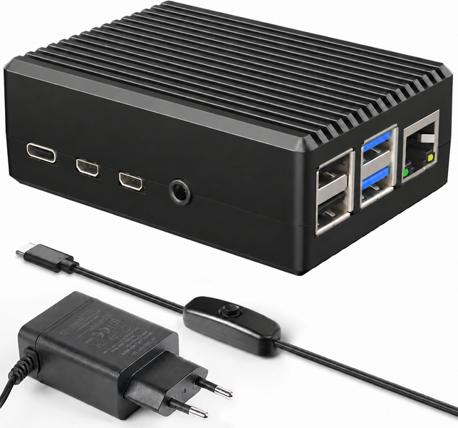 Raspberry Pi 4 4GB Bundle Kit incl. Home Assistant ge&iuml;nstalleerd, compleet set met aluminium behuizing