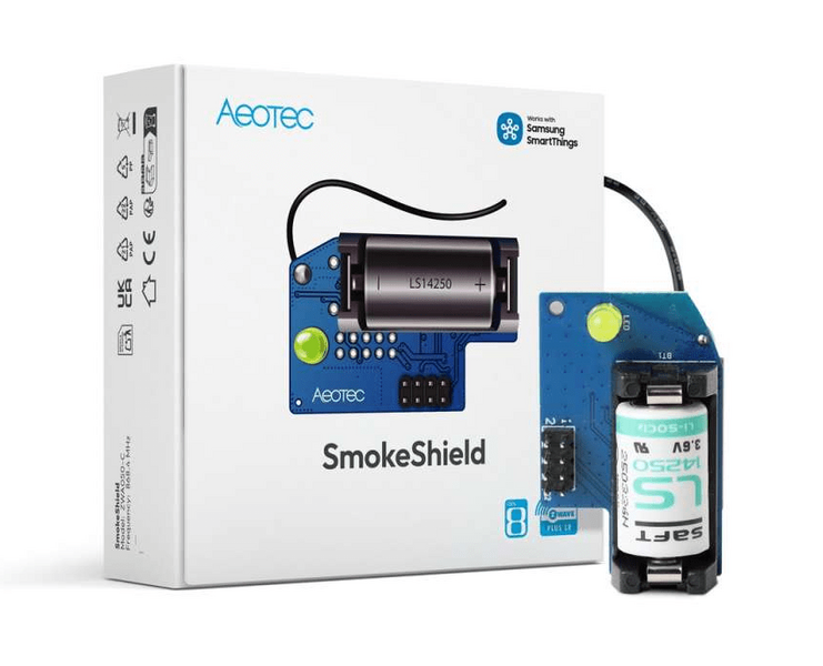 Aeotec SmokeShield Z-Wave 800 Series, module voor Ei rook- en hittemelders