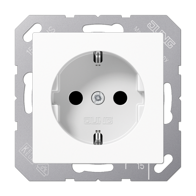 Jung Wandcontactdoos met beschermingscontact alpinewit Duroplast