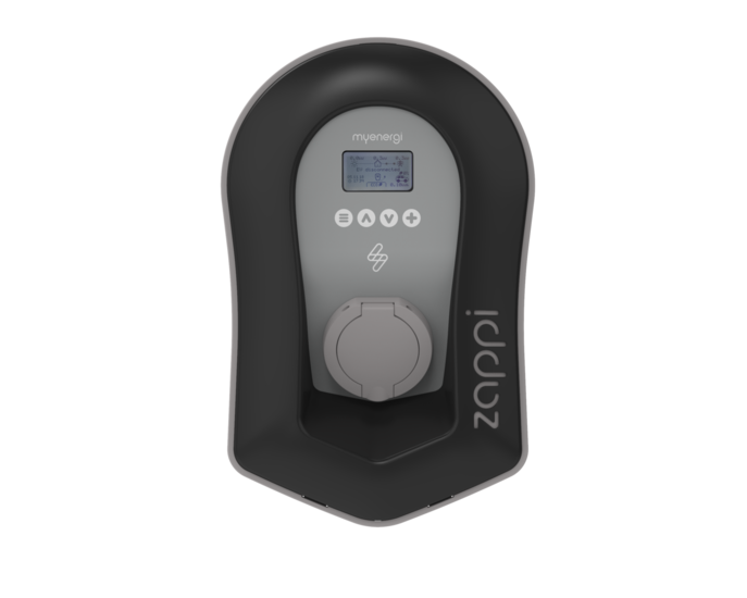 Zappi EV Smart Laadstation V2.1 3 Fasen Socket versie zwart, zwarte laadpaal met socket