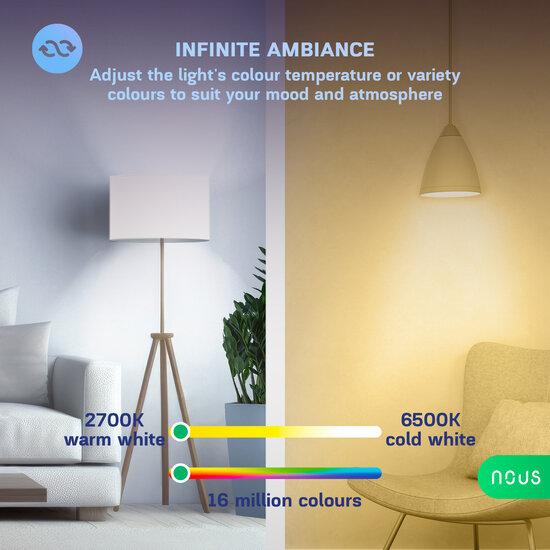 Nous E27 Smart Bulb RGB Wifi Matter 2-pack