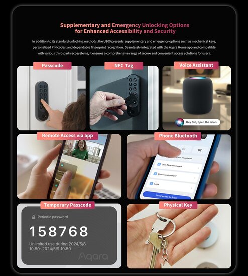 Aqara Smart Lock U200 Kit - Zwart hashop.nl