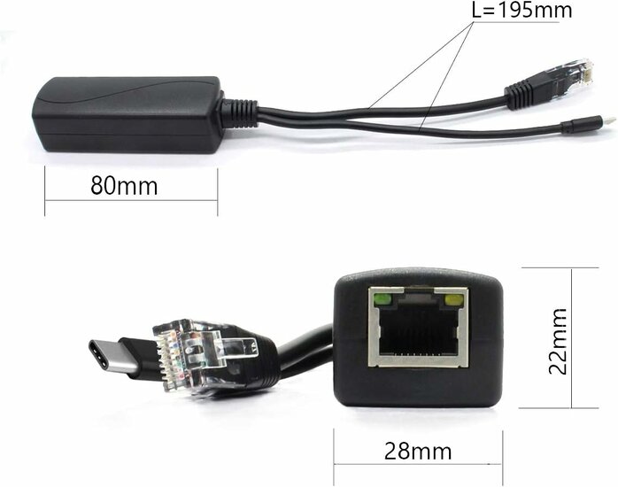 PoE splitter 5 volt USB-C 