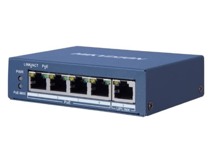 Hikvision DS-3E1505P-EI Gigabitswitch 4x PoE+ + 1 uplink Gigabit 60W
