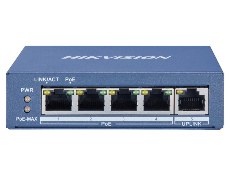 Hikvision DS-3E1505P-EI Gigabitswitch 4x PoE+ + 1 uplink Gigabit 60W