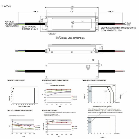 Mean Well XLG-200-24-A, LED-voeding, 200 W