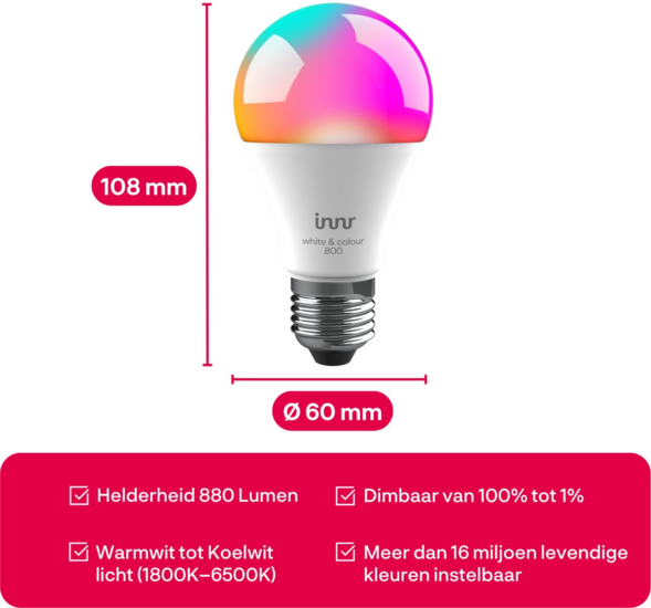 Innr Slimme Lamp Wit &amp; Kleur E27 800lm hashop.nl
