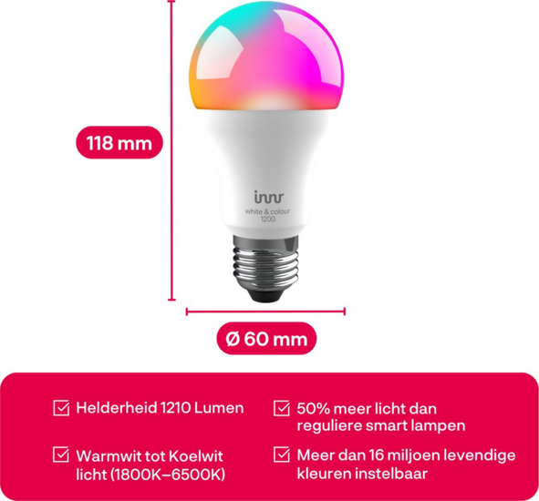 Innr Slimme Lamp Wit &amp; Kleur E27 1200lm hashop.nl