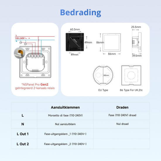 SONOFF NSPanel Pro Gen2 &ndash; Smart Home Bedieningspaneel met Zigbee &amp; Matter - Wit hashop.nl