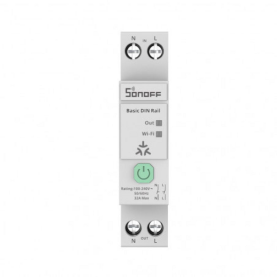 SONOFF Basic DIN Rail 32A &ndash; DIN-rail Relais met Energiemeting, Matter &amp; Wi-Fi hashop.nl