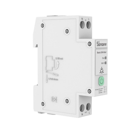 SONOFF Basic DIN Rail 32A &ndash; DIN-rail Relais met Energiemeting, Matter &amp; Wi-Fi hashop.nl
