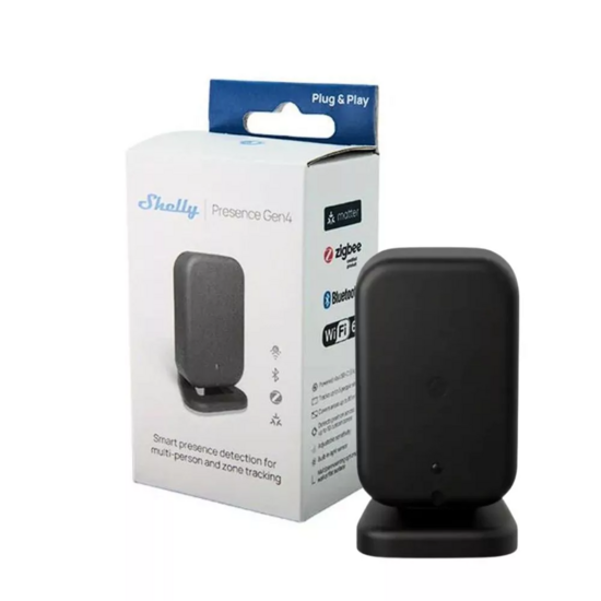 Shelly Presence Gen4 &ndash; Aanwezigheidssensor met mmWave Radar, Matter &amp; Zigbee - Zwart hashop.nl