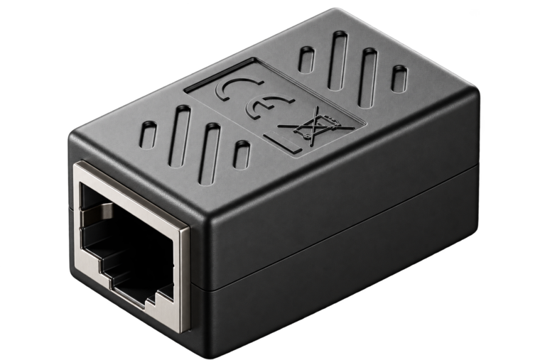 CAT6 Koppelstuk 2x RJ45, compacte netwerkadapter met twee vrouwelijke RJ45-poorten